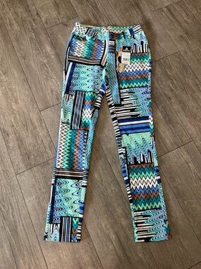 Colorful Geometric Print Straight Pants